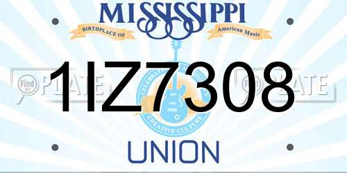 1IZ7308 Mississippi License Plate