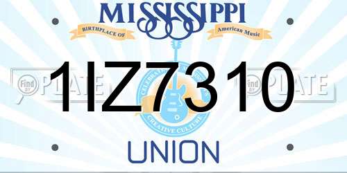 1IZ7310 Mississippi License Plate