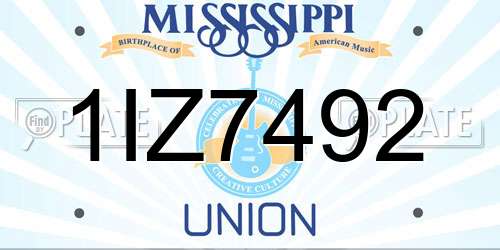 1IZ7492 Mississippi License Plate