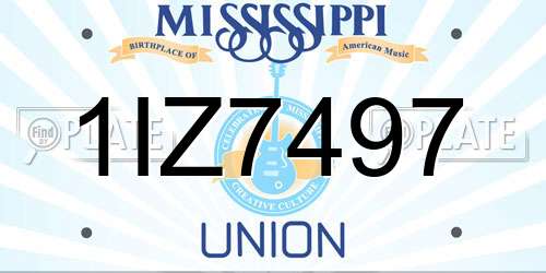1IZ7497 Mississippi License Plate