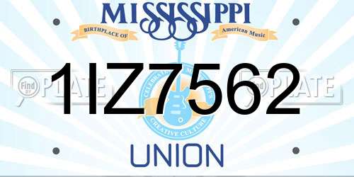 1IZ7562 Mississippi License Plate