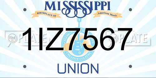 1IZ7567 Mississippi License Plate