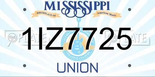 1IZ7725 Mississippi License Plate