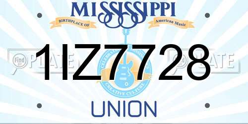 1IZ7728 Mississippi License Plate
