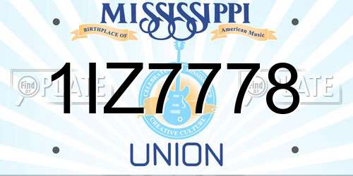 1IZ7778 Mississippi License Plate