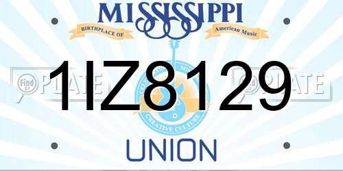 1IZ8129 Mississippi License Plate