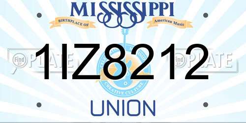 1IZ8212 Mississippi License Plate