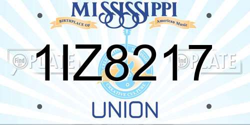 1IZ8217 Mississippi License Plate
