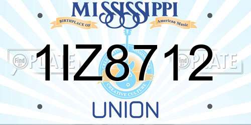 1IZ8712 Mississippi License Plate