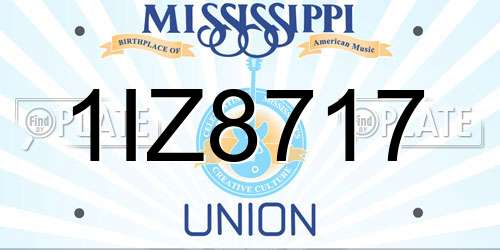 1IZ8717 Mississippi License Plate