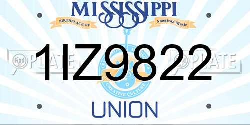 1IZ9822 Mississippi License Plate