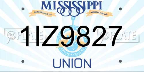 1IZ9827 Mississippi License Plate