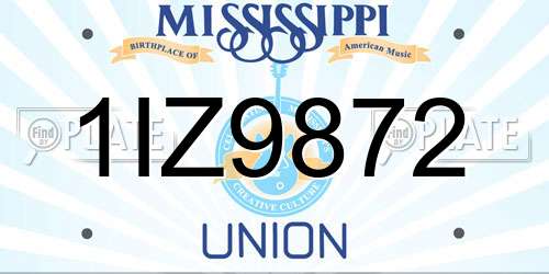 1IZ9872 Mississippi License Plate