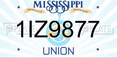1IZ9877 Mississippi License Plate