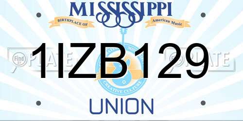 1IZB129 Mississippi License Plate
