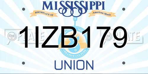 1IZB179 Mississippi License Plate