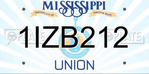 1IZB212 Mississippi License Plate