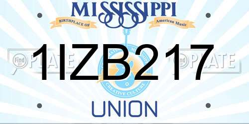 1IZB217 Mississippi License Plate