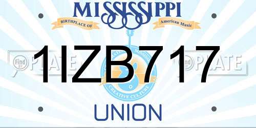 1IZB717 Mississippi License Plate