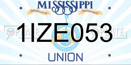 1IZE053 Mississippi License Plate