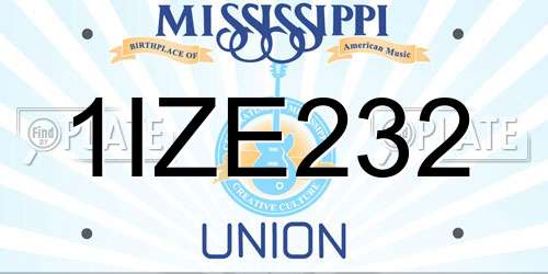 1IZE232 Mississippi License Plate