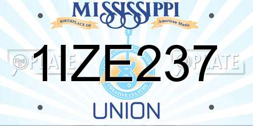 1IZE237 Mississippi License Plate