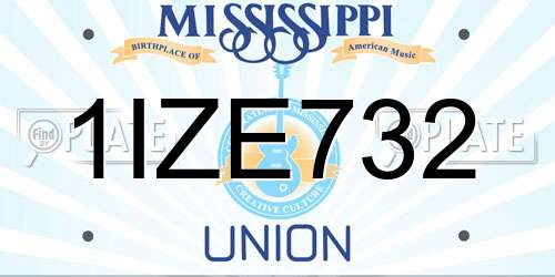 1IZE732 Mississippi License Plate