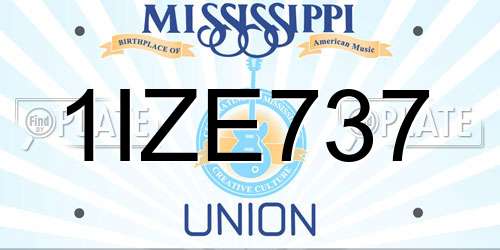 1IZE737 Mississippi License Plate