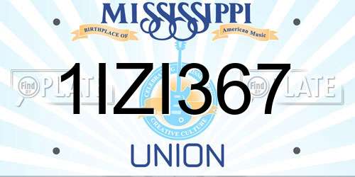 1IZI367 Mississippi License Plate
