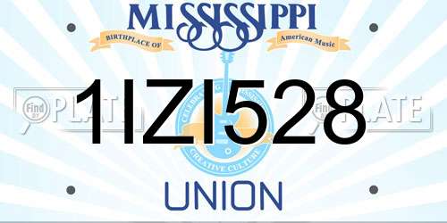 1IZI528 Mississippi License Plate