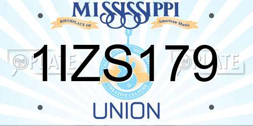 1IZS179 Mississippi License Plate