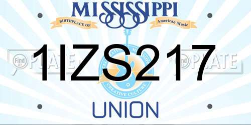 1IZS217 Mississippi License Plate