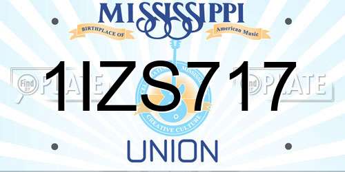 1IZS717 Mississippi License Plate
