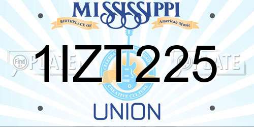 1IZT225 Mississippi License Plate