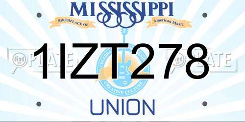 1IZT278 Mississippi License Plate