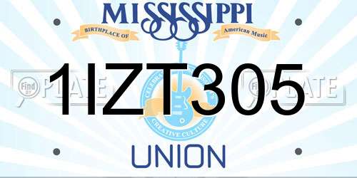 1IZT305 Mississippi License Plate