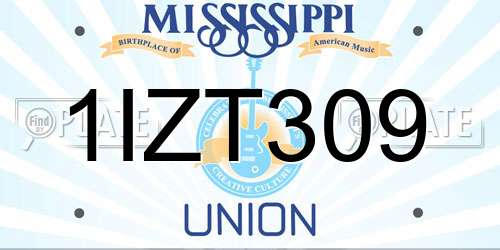 1IZT309 Mississippi License Plate