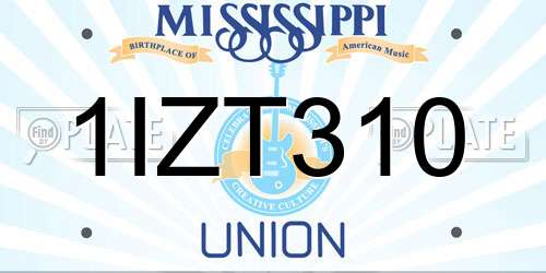 1IZT310 Mississippi License Plate