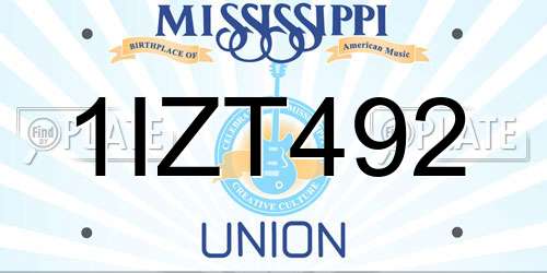1IZT492 Mississippi License Plate