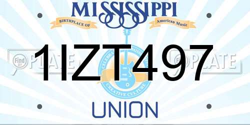 1IZT497 Mississippi License Plate