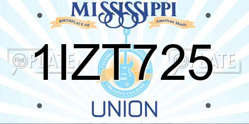 1IZT725 Mississippi License Plate