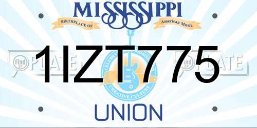1IZT775 Mississippi License Plate