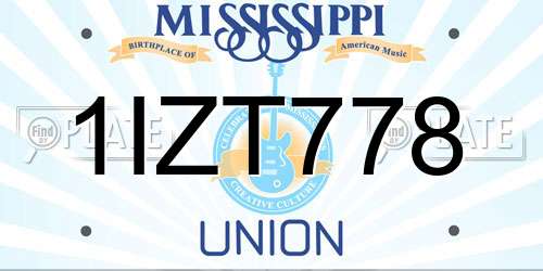 1IZT778 Mississippi License Plate