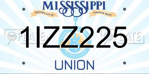 1IZZ225 Mississippi License Plate