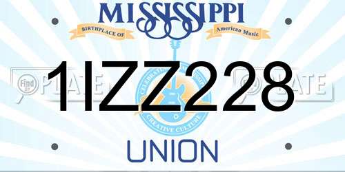 1IZZ228 Mississippi License Plate