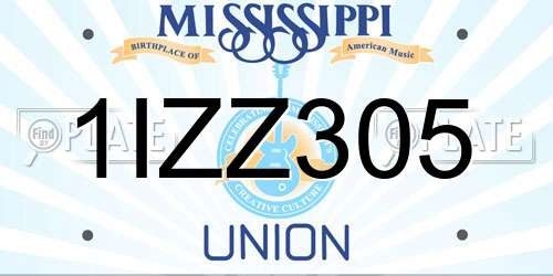1IZZ305 Mississippi License Plate