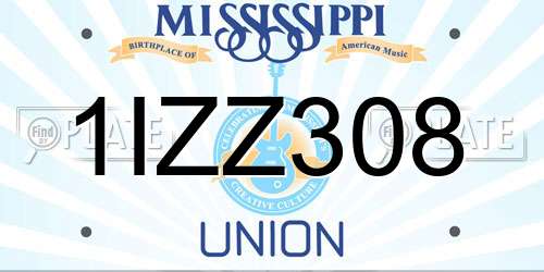 1IZZ308 Mississippi License Plate