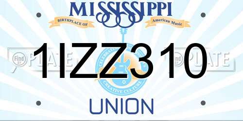 1IZZ310 Mississippi License Plate