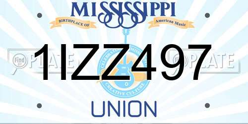 1IZZ497 Mississippi License Plate