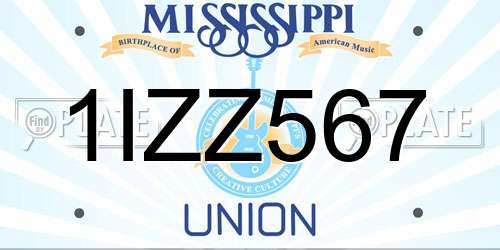 1IZZ567 Mississippi License Plate
